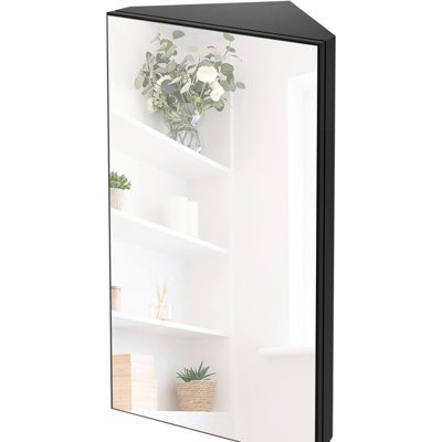 Ebern Designs 24" Bathroom Corner Medicine Cabinet W/Mirror, Single ...
